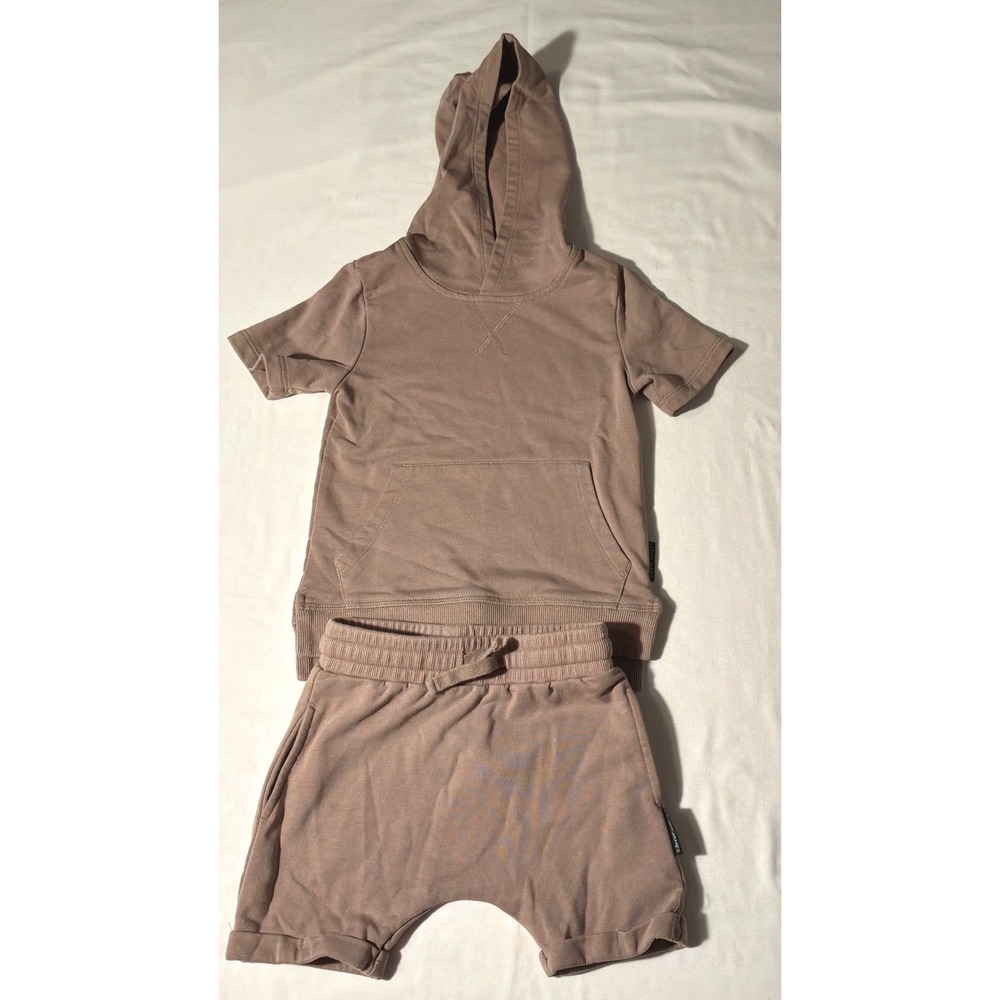 Lenox James Kids Mauve Short Sleeve Hoodie and Harem Shorts Set 3T